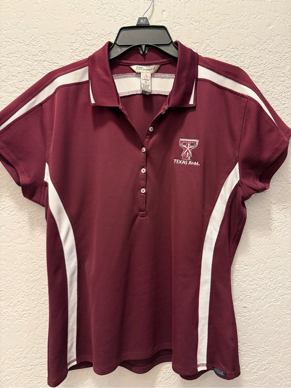 Texas A&M Maroon Polo Shirt with White Accents
